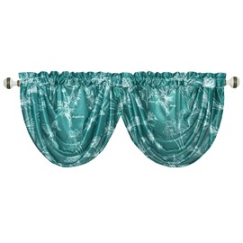 GOHD Vivian Grace Window Valance, 54 x 18, Farmhouse Elegant Taffeta Fabric with Beautiful Prints, Waterfall Valances for Windows, Teal