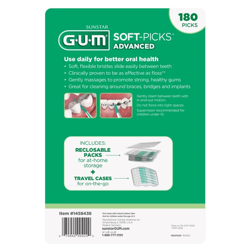Gum Soft-Picks Advanced Mint, Dental Care Floss, Tooth Picks, 180