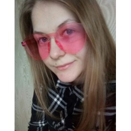 Armear Women Oversized Retro Rimless Round Sunglasses Tinted One Piece Rose Lens Eyeglasses