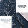 DJY 3 Piece Navy Floral Quilt Set Full/Queen Size Botanical