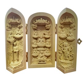 Sankai Buddha, Wooden Sculpture of Buddha, Jusan Buddha, 13 Buddha Sculpture, Boxwood, Tsuge 3.9 inches (10 cm), Height 3.9 inches (10 cm); Hatsubon, Shinbon Buddhist Statue, Buddhist Altar, Kaiyukuchi Protection Honzon, Mobile, Amulet