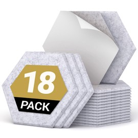 18 Pack Hexagon Acoustic Panels, TONOR 12"x 10"x 0.4" High Density Sound Proof Panels for Walls, Sound Dampening Insulation Treatment Wall Panels, Sound Absorbing Padding for Studio, Office, Home Grey