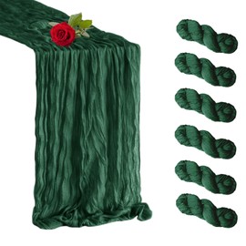 6 Pack Emerald Green Cheesecloth Table Runner 35 x 120 inch Boho Rustic Gauze Table Runner 10 FT Long, Semi Sheer Cheese Cloth Runner for Wedding Party Banquet Baby Shower Birthday Decoration