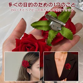 Doyime Rose Flower Corsage, Flower Hair Ornament, Large Flower Brooch, Bride, Headdress for Weddings, Flowers, Bridal Headdress, Dark Red