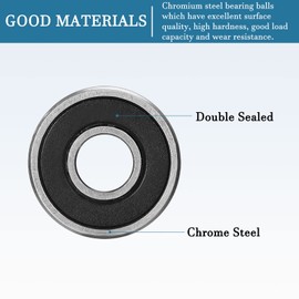 QUARKZMAN 607-2RS 7 x 19 x 6 mm Ball Bearing x 10 Pieces High Carbon Steel for Machines and Tools Double Sealed