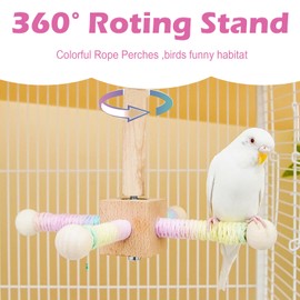 Bird Toys for Parakeets Bendable Parrot Rope Perch Stand Colorful Bird Swing,Ladder & Climbing Toys Bird cage Accessories for Parakeet Lovebirds Cockatiels Budgies(4pcs)