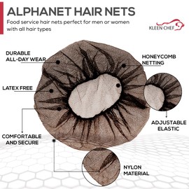 KLEEN CHEF 400 Food Hair Nets 24 Inch, Elastic Food Service Hair Nets, Nylon Honeycomb, Ballet Buns, Sleeping, Wigs, Spray Tans (PACK of 400, Brown)