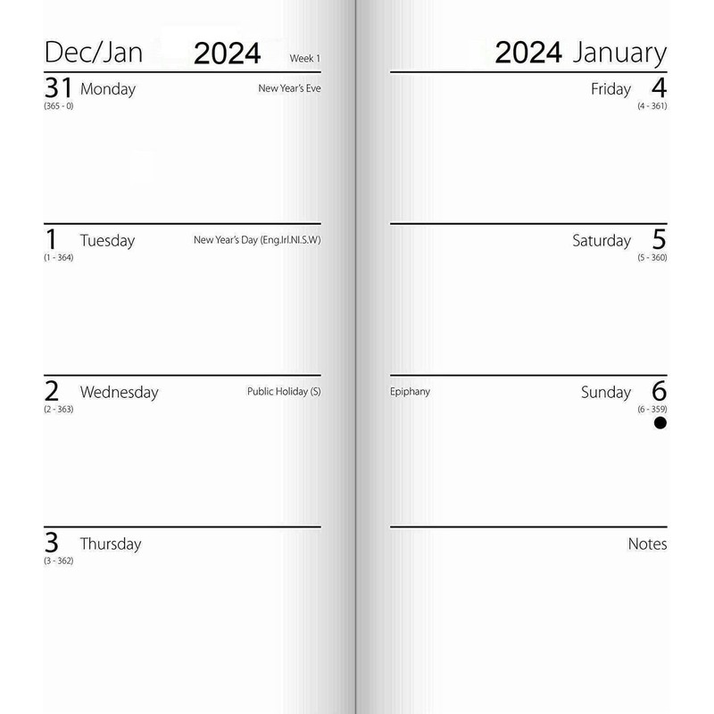 2025 Diary Slim Size Week to View Diaries Full Year