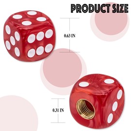 MEAJOO 4PCS Pearl Pattern Dice Tire Valve Stem Caps, Leak-Proof Air Protection | Light-Weight Universal Tire Valve Stem Covers for Cars, SUV, Trucks, Bikes, Motorcycles, Bicycles(Red)