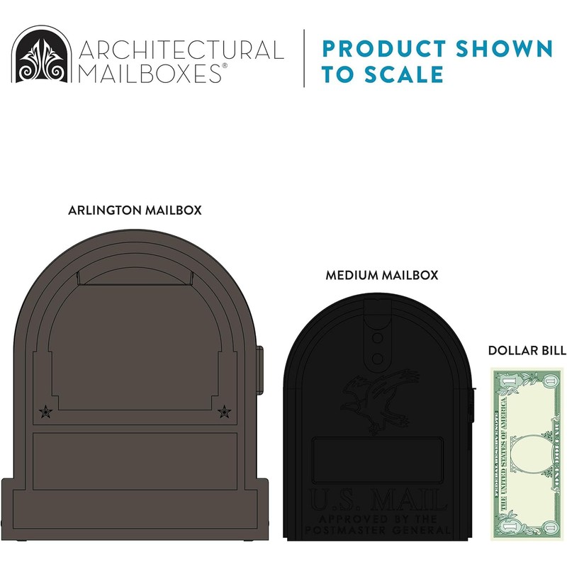 Gibraltar Arlington Large Capacity Galvanized Steel Bronze, Post-Mount Mailbox, AR15T000