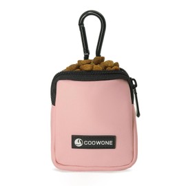 COOWONE Waterproof Dog Treat Pouch, Dog Training Treat Pouch Built in Poop Bag Dispenser Adjustable Shoulder Bag (BLK) (Pink Small Pouch)