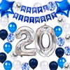 20th Birthday Party Decoration Blue for Boys, Happy Birthday Banner