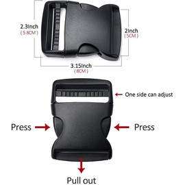12 Pack Plastic Buckles 2 Inch Adjustable Quick Side Release Buckles for Dog Collars, Webbing Strap and Backpack Repair (Black)