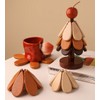 4 Sets in Wooden Apple Tree Trivets for Hot Dishes,