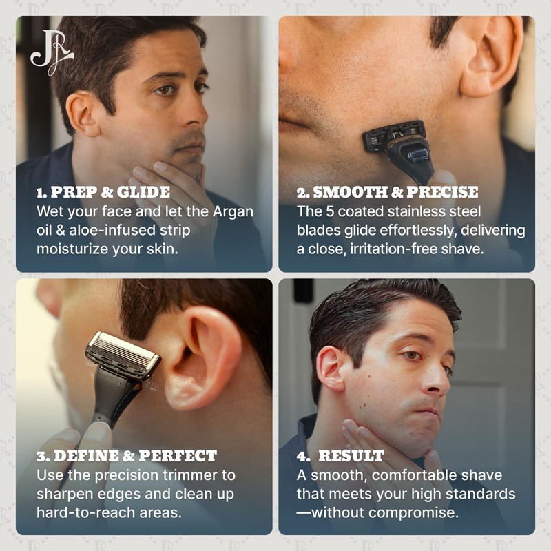Jeremy's Razors for Men: Precision 5 Blade Razor - Stainless