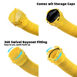 Saturnhose 10 FT RV Sewer Hose Kit 90 Degree Clear View Sewer Adapter with Storage Cap