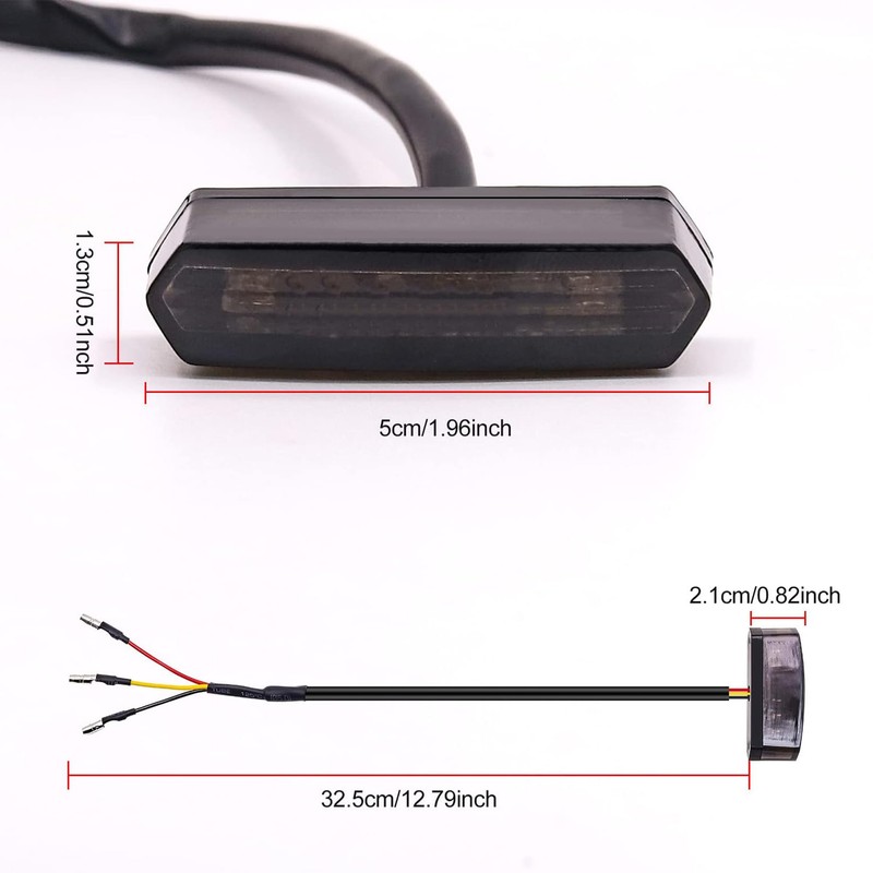 YnGia Motorcycle Rear Light Mini Led Motorbike Brake Light 12V