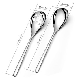 AYFDISHS Slotted & Solid Serving Spoons Set, 9.4 Inch Stainless Steel Serving Utensils for Kitchen, Party, Buffet Tableware Set, Extra Large - Professional Restaurant Size, 2-Piece