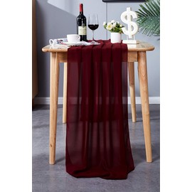 Aviviho 10ft Burgundy Chiffon Table Runner for Wedding Decor Boho Party Bridal Shower Baby Shower Table Decorations