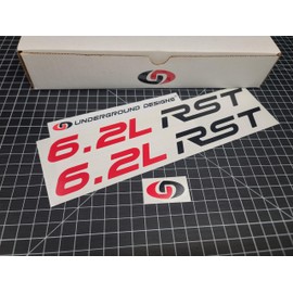 RST Hood Decals (2pk) Rally Sport Truck Stickers Fits 2019-2025 Silverado Tahoe Suburban (Gloss Black & Red, 6.2L)