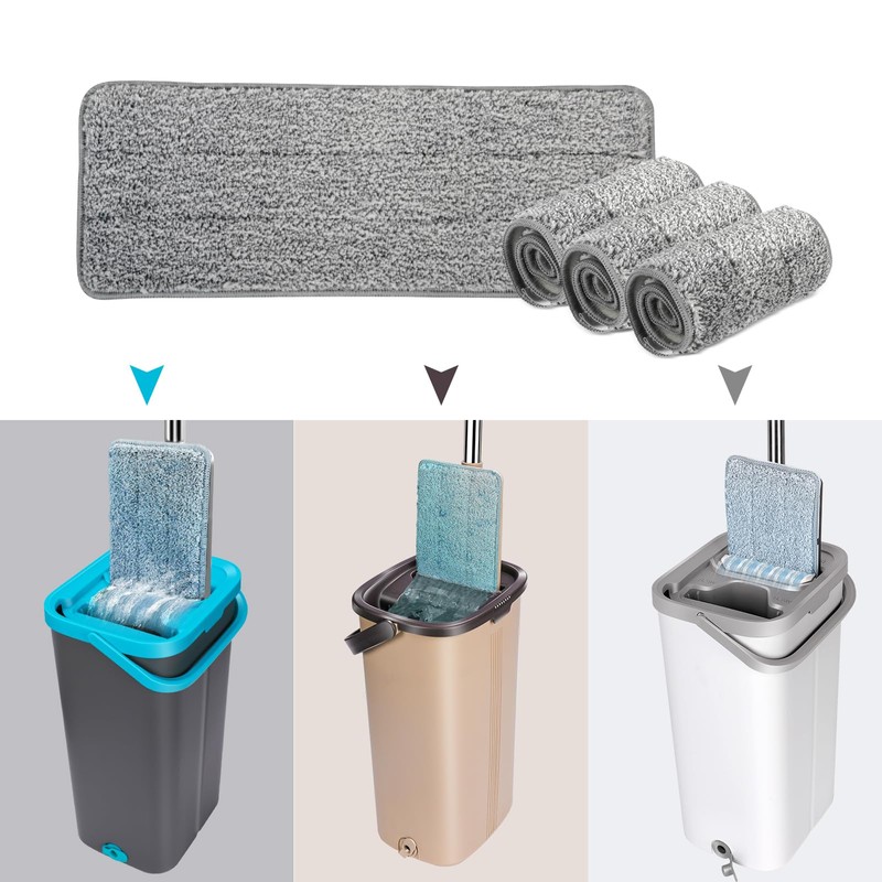 MASTERTOP 3 Pcs Microfiber Mop Pads Reusable, Washable Mop Pads