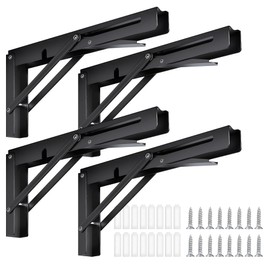 Vivikivi Folding Shelf Brackets - 4 Pcs 10 Inch Heavy Duty Collapsible Shelf Bracket, Wall Mounted Foldable Table Brackets for Bench Shelves, Space-Saving, Max Load: 440lbs