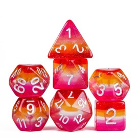 Lesbian Pride Dice Set - Lesbian DND Dice Set - Dungeons and Dragons Dice Lesbian Pride Polyhedral Dice Set - Dice for Dungeons and Dragons and Tabletop RPGs