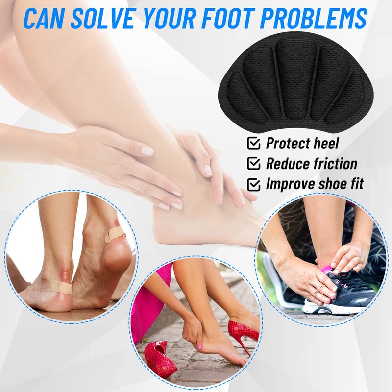 Shoe Heel Inserts, 8 Pcs Mesh Self-Adhesive Heel Cushion Pads