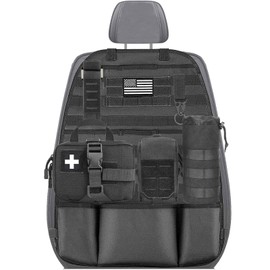 Molle Seat Back Organizer, Tactical Seat Covers, Tactical Car Seat Cover with Pouches Molle Vehicle Panel for Car Seat Cover Protector Seat Back Organizers(Black)