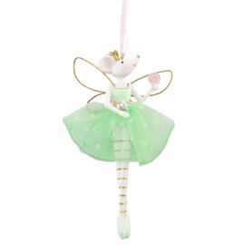 Crafty Capers Pastel Green Fairy Mouse | Christmas Tree Decoration | 14cm Tall | Gisela Graham