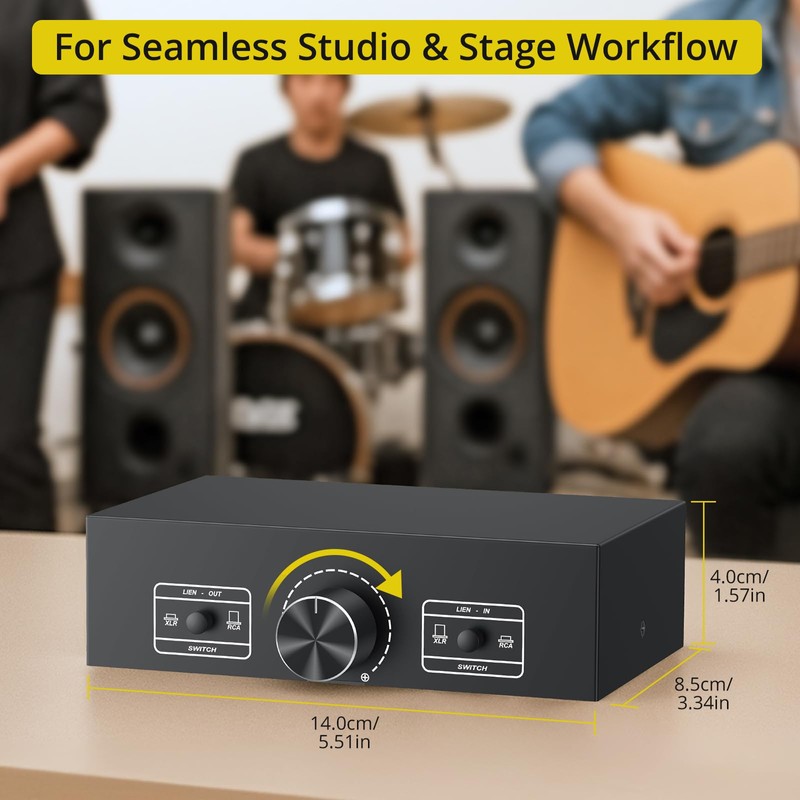 PROZOR 2-IN-2-OUT XLR Balanced/RCA Converter Audio Selector Splitter | Passive