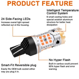 WINETIS Replacement for 7443 LED Bulb CANBUS Ready 7440 7444 T20 Turn Signal Light Error Free Blinker Anti Hyper Flash, Upgraded Automotive Replacement Bulb- Amber Only(Pack of 2)