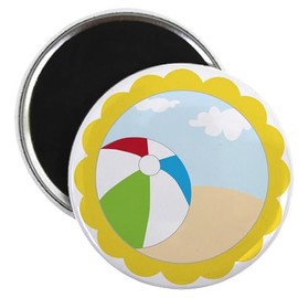 CafePress Beach Ball Magnet 2.25" Round Magnet, Refrigerator Magnet