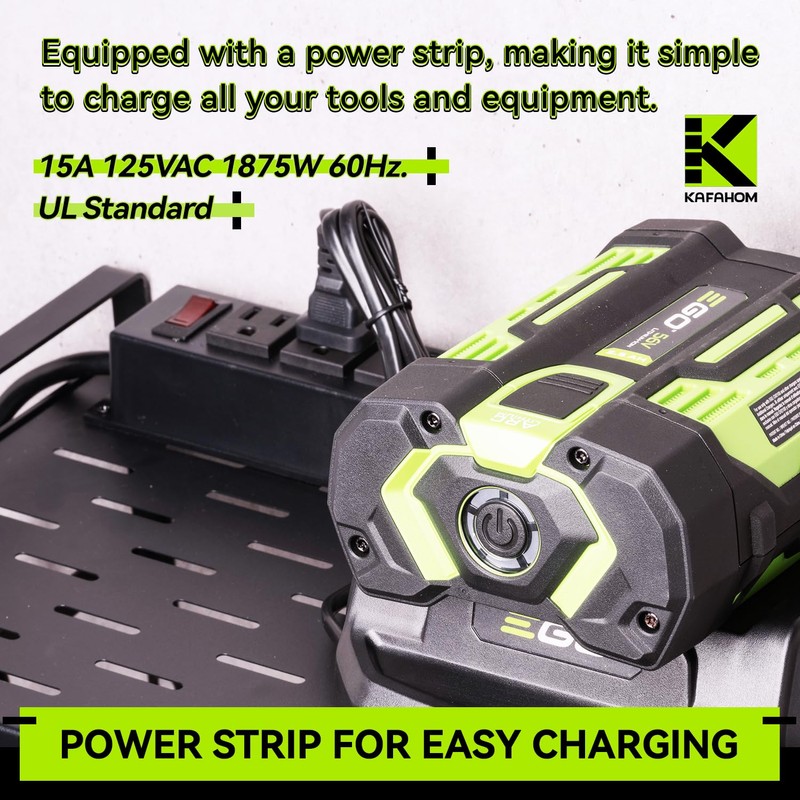 KAFAHOM Leaf Blower and Weed Eater Rack with Charging Station,