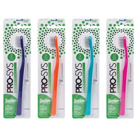 PRO-SYS® Cepillo de dientes para niños (paquete de 4) – Hecho con cerdas suaves Dupont® (de 8 a 12 años)