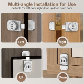 Cabinet Lock with Combination, 3-Digit Password Closet Door Lock, Zinc Alloy Mechanical Door Lock with Screws for One-Way Door, Cabinet, Barn Door, Drawer, Office File Cabinet (1, Sliver)