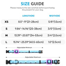 Timos Dog Collar, Adjustable Soft Dog Collar for Small Medium Large Dogs,Patterned Puppy Collars with Quick Release Buckle for Boy and Girl Female Dogs,L Length 15.94''-25.59'