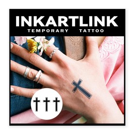 INKARTLINK Cellular Colored Jagua Tattoo Stickers 2 Weeks Waterproof Set of 3 Tattoo Stickers Tattoo Stickers Long Lasting Temporary Tattoos Trendy Women Men Cross