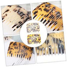 BIUDECO Leopard Prints Hair Accessories 2pcs French Leopard Comb Acetate Fiber Miss Wide Version Hair Comb French Hair Clips
