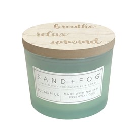 Sand + Fog Scented Candle - Eucalyptus – Additional Scents and Sizes – 100% Cotton Lead-Free Wick - Luxury Air Freshening Jar Candles - Perfect Home Decor – 12oz