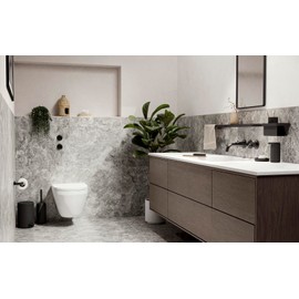 Zone Denmark Rim Toilet Brush, Toilet Brush, Brush Set with Brush and Holder for Bathroom, Standing, Diameter 10 cm, Height 38.2 cm, Black