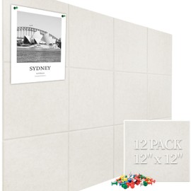 Large Cork Board Felt Wall Tiles, 47"x35" 12 Pack Felt Bulletin Board Pin Board with 48 Safe Removable Adhesive Tabs, 60 Push Pins, Alternative Cork Board for Walls Home Office, Light Camel
