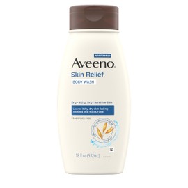 Aveeno Skin Relief Body Wash, Fragrance-Free with Triple Oat Formula, Gentle Daily Cleanser for Sensitive Skin Leaves Itchy, Dry Skin Feeling Soothed & Moisturized, Soap-Free, 18 fl. oz
