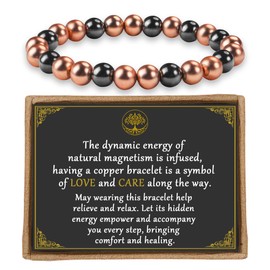 PEALICIOUS Copper Bracelet for Women 99.99% Pure Copper Bracelet with 3500 Gauss Beads as Her Arthritis Bracelet Copper Health Jewelry Easter Birthday Gifts for Mom (8MM)