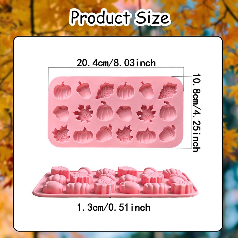 2 Piece Fall Silicone Molds for Chocolate, Autumn Maple Leafs
