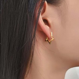 Inateannal Vintage Star Hoop Ohrringe Gold Star Hoop Huggie Ohrringe Kleine Star Hoop Drop Ohrringe Minimalistischen Geometrischen Stern Ohrringe Schmuck Für Frauen