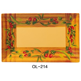 Yanco OL-214 Olive Rectangular Plate, 14" Length, 8" Width, Melamine, Pack of 12