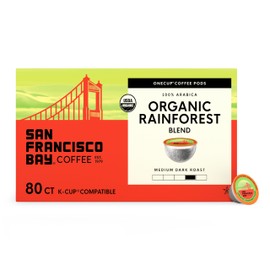 San Francisco Bay K-Cup Coffee Pods, Organic Rainforest Blend (80 ct), Medium-Dark Roast, Commercially Compostable USDA Organic Single-Serve Coffee Pods