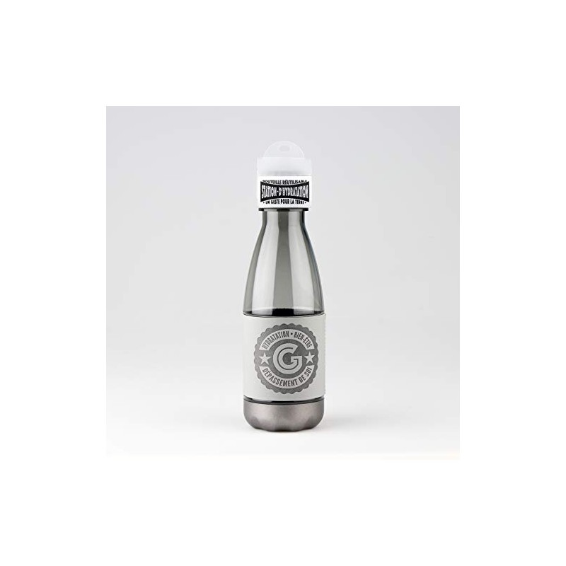 STATION D'HYDRATATION Wasserstation 04218010038 Reusable Bottle, PETG, Grey, Silver, One