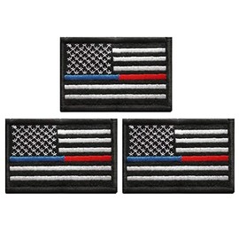 Paquete de 3 parches de bandera de línea azul roja de Estados Unidos para sombreros, bolsas tácticas, chaquetas, parches de ropa del equipo del ejército...